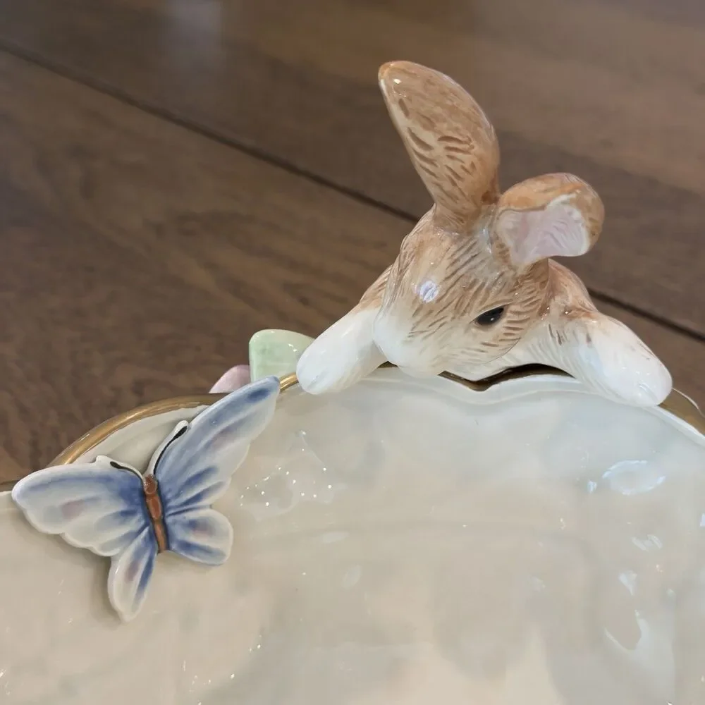 Fitz and Floyd Garden Rhapsody Serving Bowl 10.5” Ceramic Spring Easter Vintage